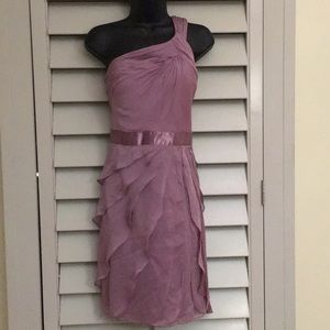 Adrianna Papell Draped one shoulder flutter dress